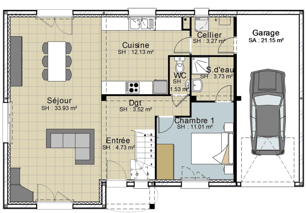 Plan Maison Acacia 122, 122 m², 4 chambres | Bâtir Ensemble